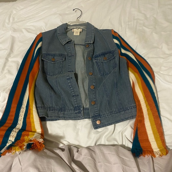 NWOT Alter’d Stare Denin jacket w/ knitted sleeves - Picture 1 of 3